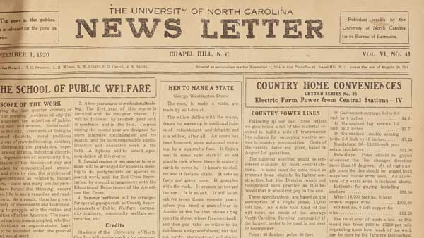 The University of North Carolina News Letter (Chapel Hill, N.C.), September 1, 1920
