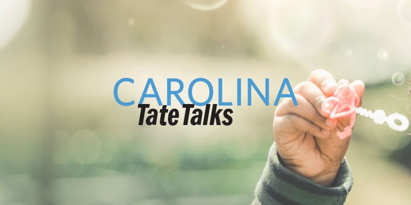 Graphic image for Tate Talks series with child blowing bubbles.