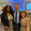 School of Social Work Dean Ramona Denby-Brinson, UNC Chancellor Kevin Guskiewicz and Distinguished Professor Sheryl Zimmerman pose together at the CEAL@UNC reception.