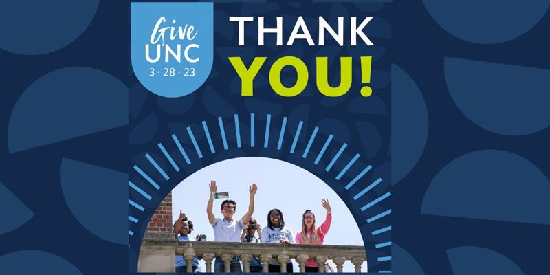GiveUNC graphic with Thank You message in all caps.